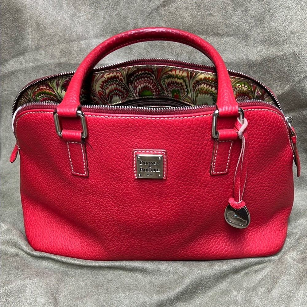 Dooney & Bourke Red Satchel with Structured Design
